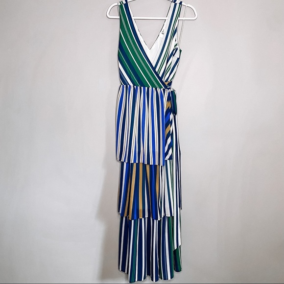 six one eight Dresses & Skirts - 618 Sleeveless Vertical Stripe Maxi Wrap Dress Blue Size Large